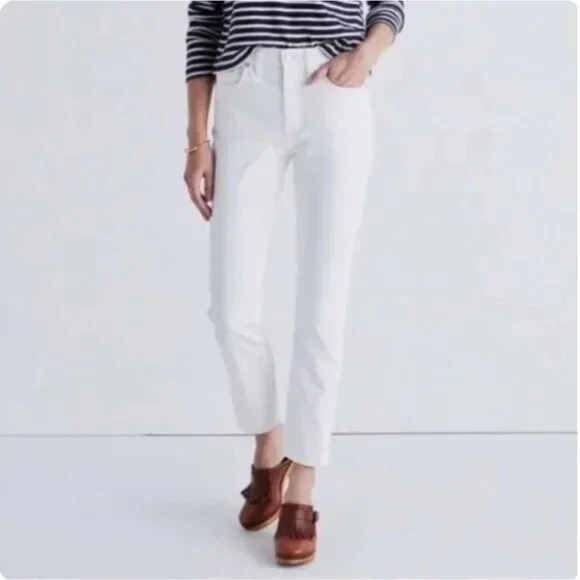 Madewell Straight Crop Denim Jean in Pure White - Picture 2 of 5